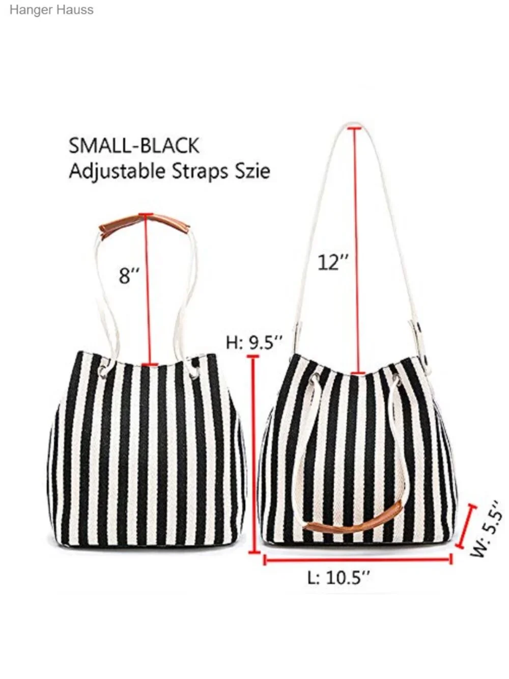 Canvas Summer Tote Bag Striped Hobo Purse with Adjustable Strap Shoulder